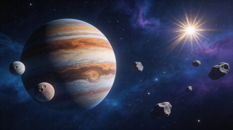 木星与星系宇宙景象