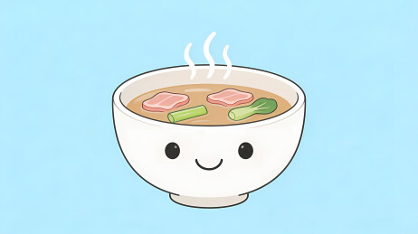 卡通热汤冒蒸汽