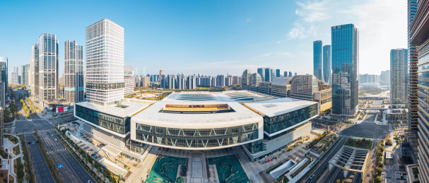  航拍杭州钱江世纪城现代化都市天际线