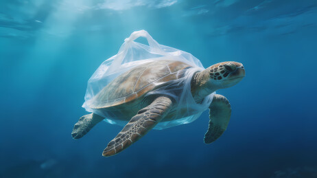 深海游弋的斑纹海龟