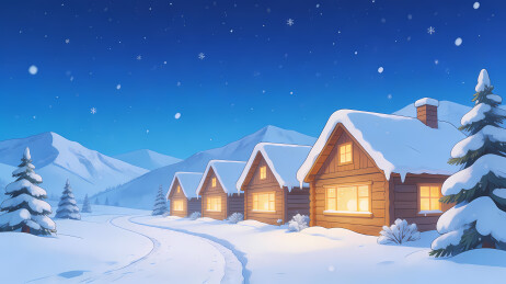 雪夜童话小木屋
