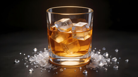 冰块琥珀色酒液静谧优雅
