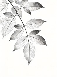 黑白植物枝叶