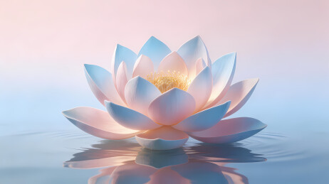 淡粉莲花映蓝紫天