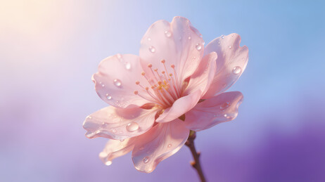 含露淡粉樱花