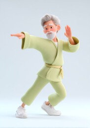 老人练太极