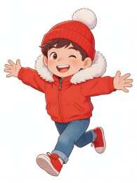 卡通男孩跳跃