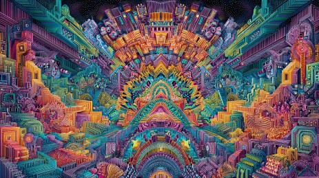 绚丽多彩的奇幻建筑插画