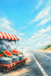 蒸汽西瓜摊