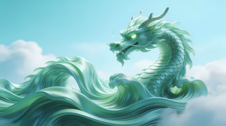 青绿巨龙盘旋云海