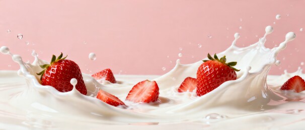 草莓牛奶柔感美食甜品主视觉