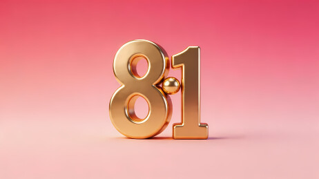 金色数字81粉红渐变背景