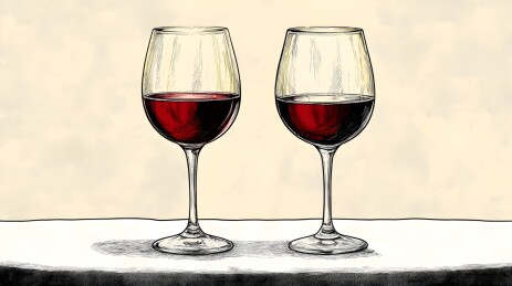 柔和灯光下的餐桌酒杯