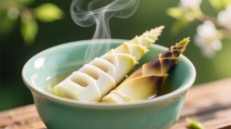 竹笋热汤冒热气图片