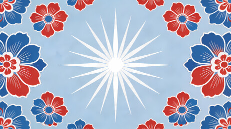 红蓝花卉节日图案