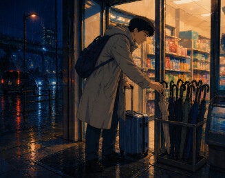 雨夜便利店买伞