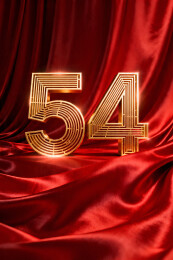 五四青年节红色幕布金色54数字