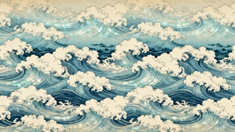 浮世绘海浪复古国风主视觉