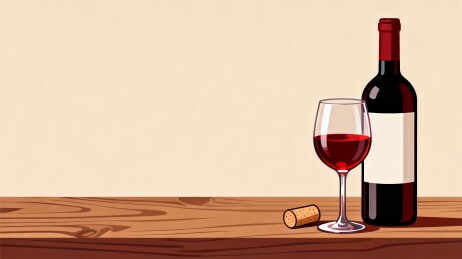 简约扁平风红酒插画质感主视觉