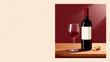 简约扁平风红酒插画质感主视觉