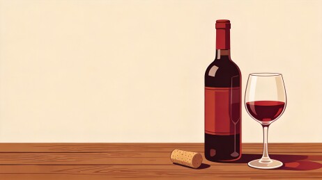 简约扁平风红酒插画质感主视觉