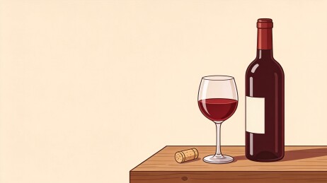 简约扁平风红酒插画质感主视觉