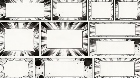 黑白漫画风放射速度线分镜主视觉