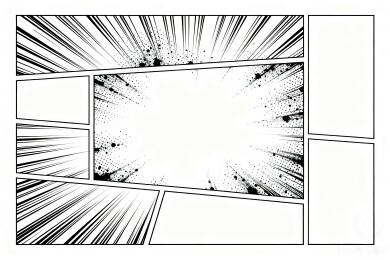 黑白漫画风放射速度线分镜主视觉