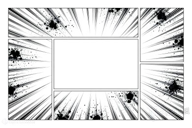 黑白漫画风放射速度线分镜主视觉