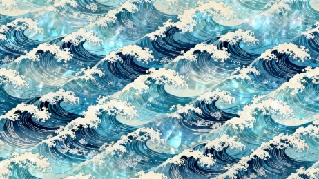 海浪浮世绘主视觉国风背景