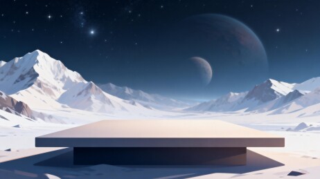 雪山星空下的空旷平台