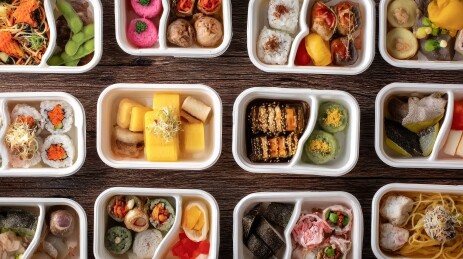 多种多样便当盒美食展示
