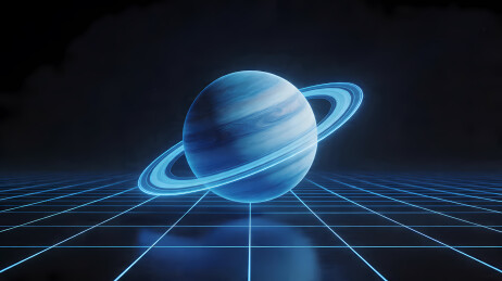 蓝色发光土星
