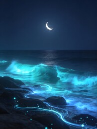 夜海荧光波浪