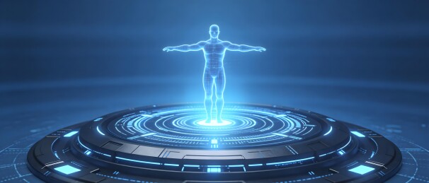 未来科技人体模型悬浮于平台