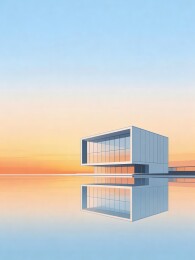 现代建筑倒影图