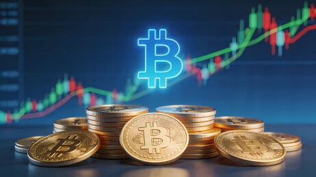 金色比特币堆叠图