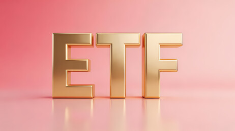 ETF金色字母渐变粉红背景