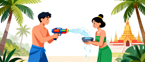 情侣泼水欢庆节日