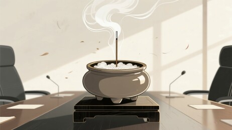 会议桌上的香炉
