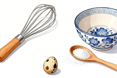 厨房工具与食材静物画