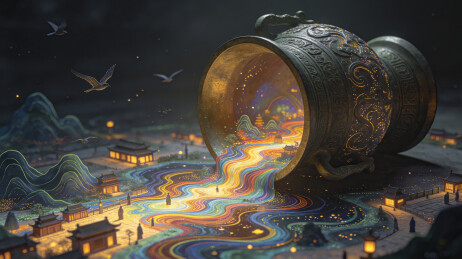 青铜器中的中国风古建筑场景