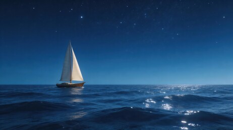 夜海帆船航行