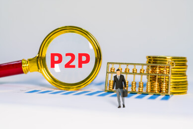 金币金算盘和放大镜下P2P三字