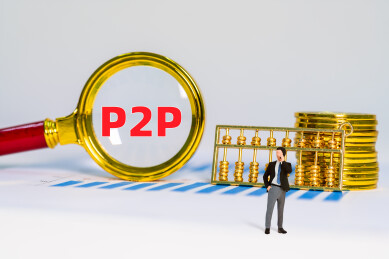 金币金算盘和放大镜下P2P三字