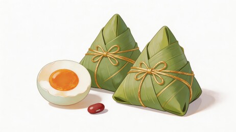 粽子与咸蛋黄的美食插画