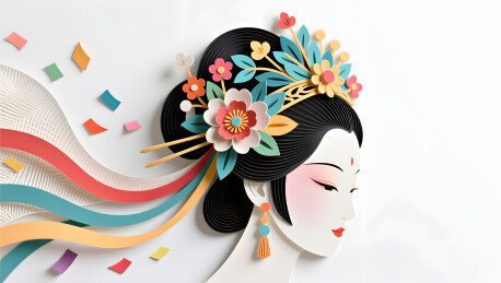 传统簪花文化非遗美学纸艺艺术插画