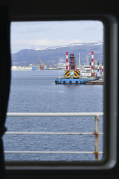 日本北海道冬季函馆景点摩周丸号内海景风光