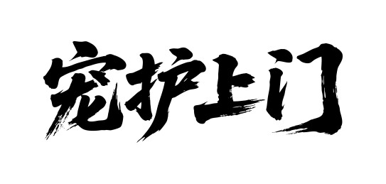 宠护上门矢量书法手写毛笔字