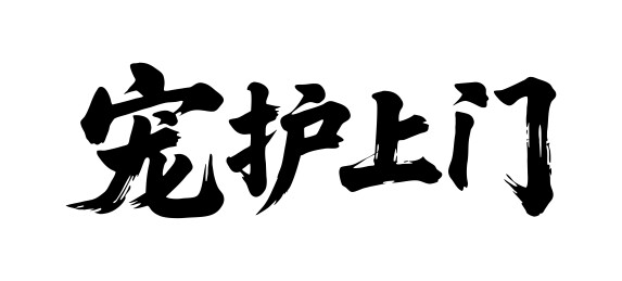宠护上门矢量书法手写毛笔字